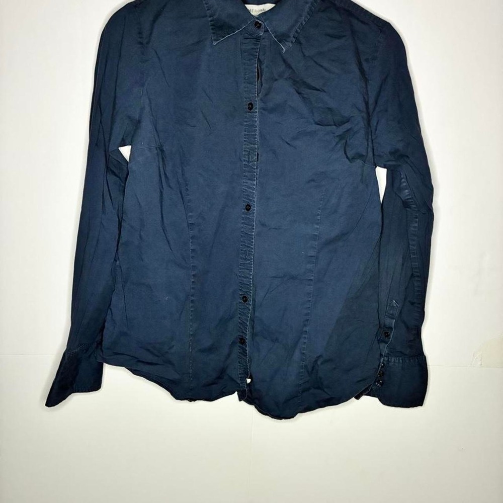 Merona Women's XL Navy Blue Long Sleeve Button Down Shirt
